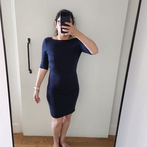 New with Tags! Alice & Olivia Navy drape back dress